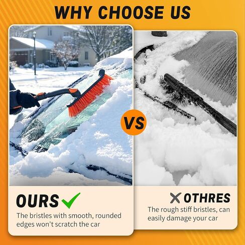 2-in-1 Upgrade 44" Extendable & Removable Snow Brush with Ice Scraper for Car Windshield, 360° Pivoting Brush Head, EVA Foam Grip for SUV, Trucks, Auto in Saudi Arabia