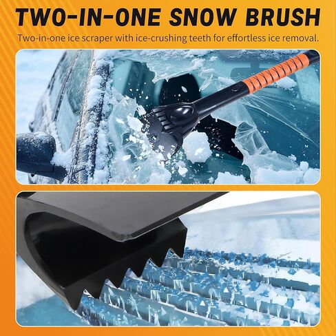 2-in-1 Upgrade 44" Extendable & Removable Snow Brush with Ice Scraper for Car Windshield, 360° Pivoting Brush Head, EVA Foam Grip for SUV, Trucks, Auto in Saudi Arabia