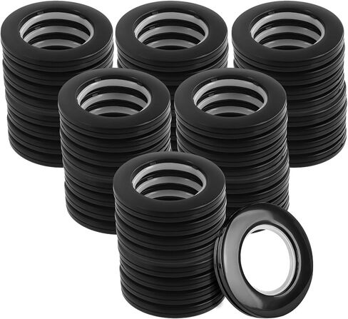 حلقات ستائر انزلاقية صامتة باللون الأسود، 38 قطعة من فتحات الستائر مع البلاستيك لمعالجة النوافذ، وأجهزة التصميم الداخلي، وتقليل الضوضاء للقضبان الرومانية in Kuwait