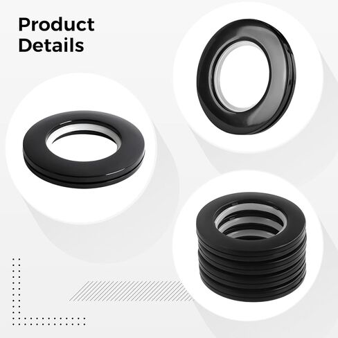 حلقات ستائر انزلاقية صامتة باللون الأسود، 38 قطعة من فتحات الستائر مع البلاستيك لمعالجة النوافذ، وأجهزة التصميم الداخلي، وتقليل الضوضاء للقضبان الرومانية in Kuwait