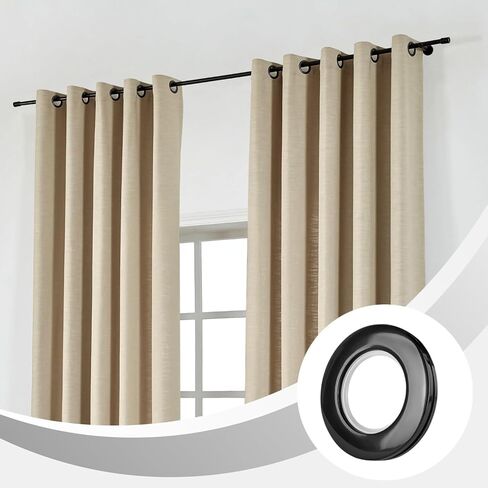 حلقات ستائر انزلاقية صامتة باللون الأسود، 38 قطعة من فتحات الستائر مع البلاستيك لمعالجة النوافذ، وأجهزة التصميم الداخلي، وتقليل الضوضاء للقضبان الرومانية in Kuwait