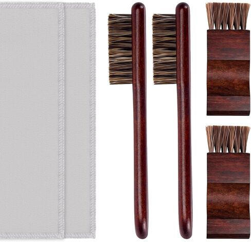 6 Pieces Silver Polish Set， Set with 4 Horsehair Brushs & 2 Polishing Cloths,Detail Workewelry Jewelry Cleaning Brush for Silverware, Plates, Earring, Cutlery,Ring in Kuwait