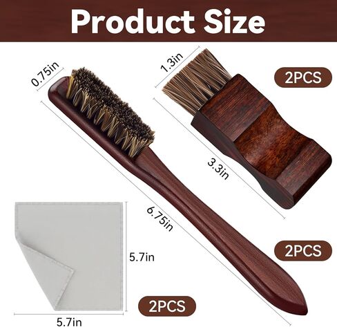 6 Pieces Silver Polish Set， Set with 4 Horsehair Brushs & 2 Polishing Cloths,Detail Workewelry Jewelry Cleaning Brush for Silverware, Plates, Earring, Cutlery,Ring in Kuwait