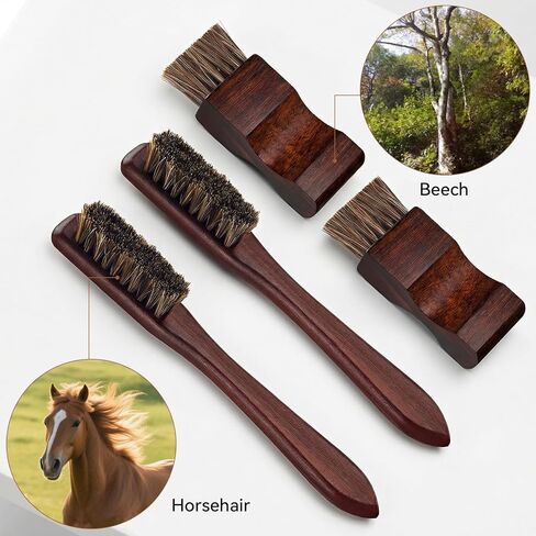 6 Pieces Silver Polish Set， Set with 4 Horsehair Brushs & 2 Polishing Cloths,Detail Workewelry Jewelry Cleaning Brush for Silverware, Plates, Earring, Cutlery,Ring in Kuwait