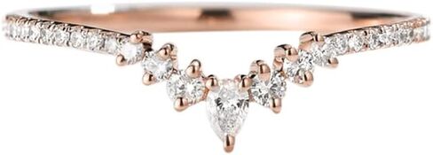 Kardy Moissanite Engagement Rings,Dainty Curved Wedding Band for Women, Art Deco Rose Gold 925 Silver Stackable Anniversary Ring in Kuwait