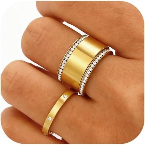 Emibele 3 Pack Stackable Rings for Oura Ring Gen 3/Oura Ring Gen 4, Stainless Steel No Tarnish Stacking Ring, Stack Cubic Zirconia Oura Stack Rings, Trendy Jewelry Gifts for Women in Saudi Arabia