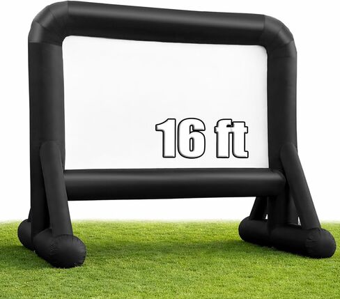 16 FT Inflatable Projector Screen for Outdoor Movies - Easy Setup Blow-Up Screen with Quiet Fan for Outdoor Movie Nights, Backyard Events, and Parties (Dual Support) in Kuwait