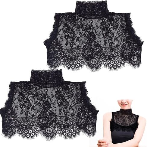 Fake Collar Lace Floral High Neck Turtleneck Faux Detachable Dickey Gothic Style Lace Underwear False Collar in Saudi Arabia