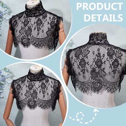Fake Collar Lace Floral High Neck Turtleneck Faux Detachable Dickey Gothic Style Lace Underwear False Collar in Saudi Arabia