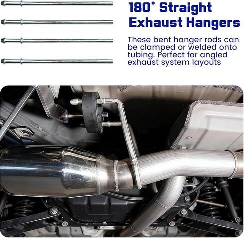 16PCS Rubber Exhaust Hangers, Adjustable 2 Holes and 4 Holes (0.47" Hole Diameter), 90°7.6" Long + Straight 10" Long Muffler Hanger Rod, Universal exhaust hanger Rod in Kuwait