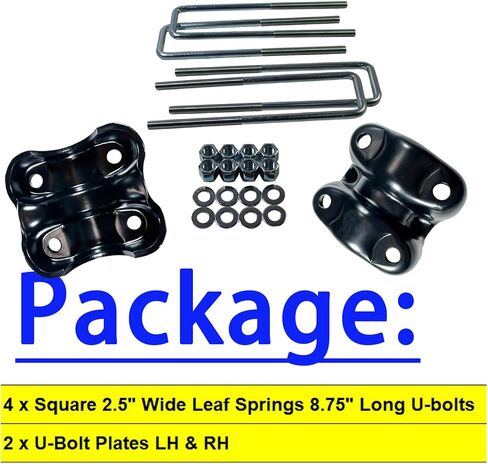 Pair Rear Axle Leaf Spring U-Bolt & U Bolts Plates for 1988-2000 Chevy GMC C/K Series 1500 2500 3500, Square Extended U-Bolts 2.5" Wide Leaf Springs 8.75" Long in Saudi Arabia