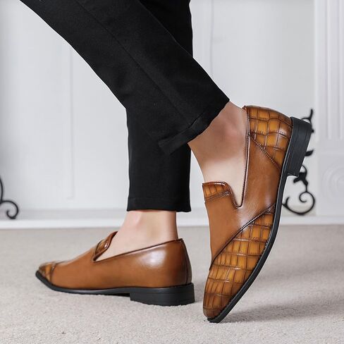 Men's Leather Formal Dress Shoes, Mens Fashionable Casual Loafers for Formal Business Wedding, Slip-On Loafes for Men in Saudi Arabia
