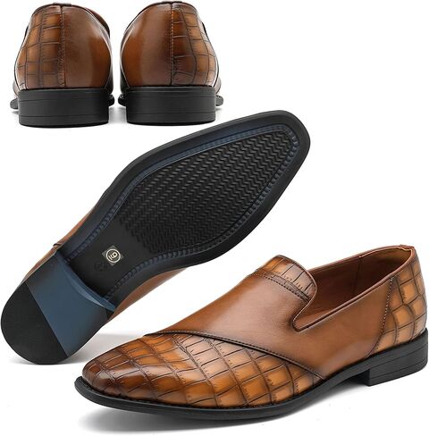 Men's Leather Formal Dress Shoes, Mens Fashionable Casual Loafers for Formal Business Wedding, Slip-On Loafes for Men in Saudi Arabia