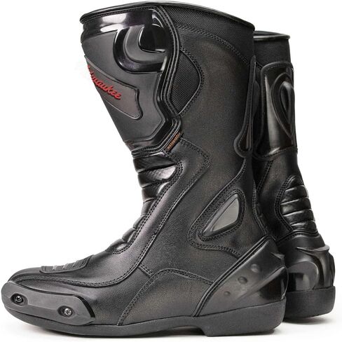 MILWAUKEE MOTORCYCLE CLOTHING CO. أحذية رياضية للرجال من نوع MMCC - جلد أسود مقاوم للماء مع حماية من التحول وإغلاق سريع - MBM9181 in Kuwait