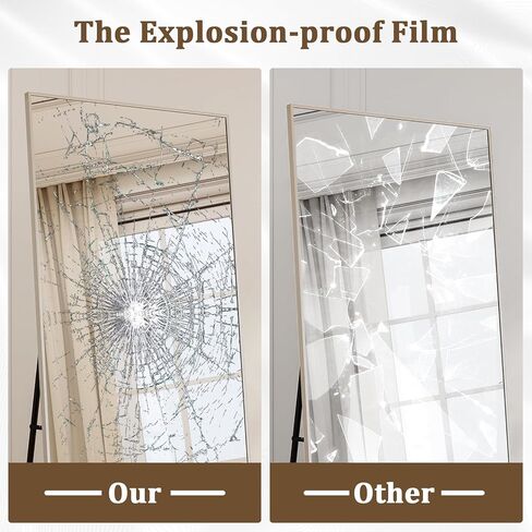 56" x 21" Full Length Mirror with Stand, Standing/Leaning/Wall Mounted Full Body Floor Mirror for Bedroom, Living Room, Entryway, Cloakroom with Aluminum Alloy Frame Silver in Kuwait