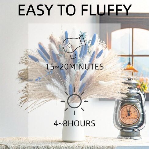 Natural Blue Pampas Grass Bluk Fluffy Dried Plants with Bunny Tails Baby Breath Flower for Home Vase DIY Beach Room Boho Sea Decor in Saudi Arabia