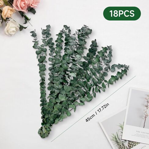 18 Pcs Real Dried Eucalyptus Stems,17" Natural Eucalyptus Branches for Shower to Release Fragrance, Vase Filler, Bathroom Decor, Dried Flower Arrangement in Kuwait