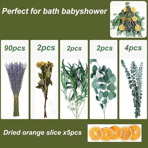 105 PCS Mixed 6 Kinds Dried Eucalyptus & Lavender Flowers Bundle for Shower,17''Natural Real Fresh Preserved Eucalyptus Leaves and Lemon Shower Hanging Plants, Home Bathroom Decor in Saudi Arabia