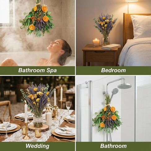 105 PCS Mixed 6 Kinds Dried Eucalyptus & Lavender Flowers Bundle for Shower,17''Natural Real Fresh Preserved Eucalyptus Leaves and Lemon Shower Hanging Plants, Home Bathroom Decor in Saudi Arabia