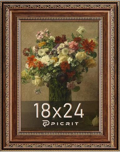 Picrit 24x36 إطار ملصق ذهبي برونزي عتيق، 2.75 بوصة واسعة الحدود المزخرفة الطراز الفيكتوري - إطار صورة قابل للتركيب على الحائط لفن المعرض وديكور المنزل، حزمة واحدة in Kuwait