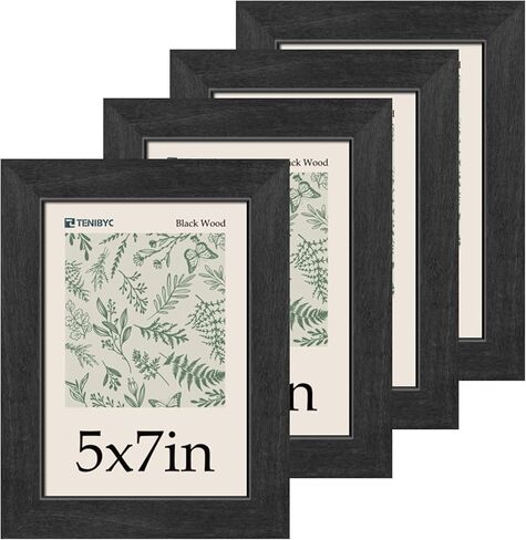 5x7 Picture Frame 4 Pack, Natural Solid Wood Photo Frame, HD Tempered Glass, Table Display or Wall Hanging in Saudi Arabia