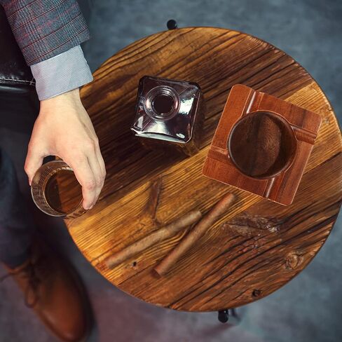 Cool Wood Cigar Ashtray for Outdoors, Luxury Ashtrays with 4 Durable Solid Slot Holder, Wooden Ash Tray for Outdoor Home Patio and Bar, Cigar Accessories for Men (Wood) in Saudi Arabia