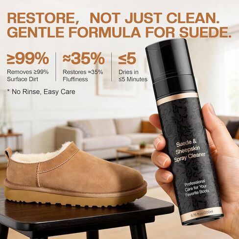 منظف ​​الأحذية من جلد الغزال CPDUSTER للأحذية ذات الرقبة الطويلة: بخاخ رغوي للأحذية الفاخرة لتنظيف جلد النوبوك والأحذية الرياضية، 6.76 أونصة سائلة in Kuwait