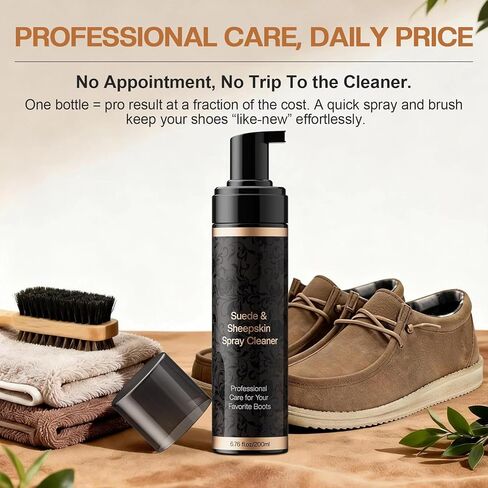 منظف ​​الأحذية من جلد الغزال CPDUSTER للأحذية ذات الرقبة الطويلة: بخاخ رغوي للأحذية الفاخرة لتنظيف جلد النوبوك والأحذية الرياضية، 6.76 أونصة سائلة in Kuwait