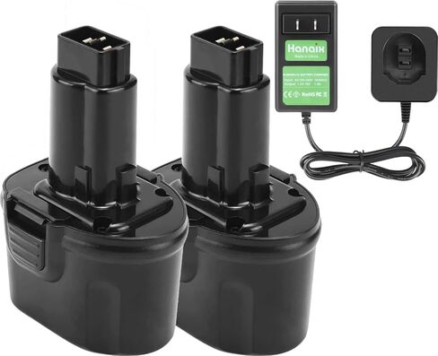 Hanaix 2Pack 4000mAh Replacement for Dewalt 7.2V Battery DW9057 DE9057 DE9085 DW920 DW920K DW920K2 DW920K-2 DW925K DW925K2 DW925K-2 DW968K Ni-MH Battery in Kuwait