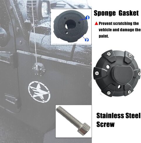 Antenna Base Cover for 2007-2025 Wrangler JK JL Gladiator JT Black ABS Plastic Replacement Parts in Saudi Arabia