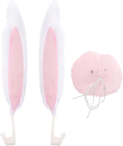 Car Decoration Pink Christmas Antlers, Bunny Ears and Nose Christmas Decorations Kit Rabbit Ears Car Holiday Decor for Vehicles Easy to Install Reindeer Antlers, 16.9 x 3.9 x 1.9 Inches in Kuwait