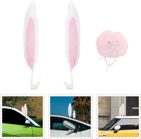 Car Decoration Pink Christmas Antlers, Bunny Ears and Nose Christmas Decorations Kit Rabbit Ears Car Holiday Decor for Vehicles Easy to Install Reindeer Antlers, 16.9 x 3.9 x 1.9 Inches in Kuwait