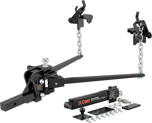 CURT 17322 Short Trunnion Bar Weight Distribution Hitch with Sway Control, Up to 10K, 2-In Shank, 2-5/16-Inch Ball , Black in Kuwait