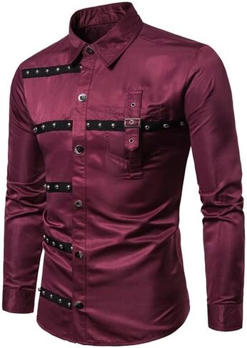 Men's Gothic Steampunk Long Sleeves Casual Button Down Shirts in Saudi Arabia