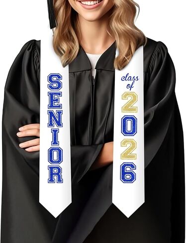 Jollyboom Senior Graduation Stole Class of 2026 Blue, Graduation Honor Stole Sash with Glitter Letter Class of 2026 Senior Night Graduation Accessory Gift for Graduation Ceremony Congrats Grad Party in Saudi Arabia