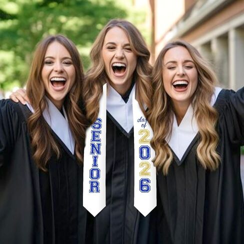 Jollyboom Senior Graduation Stole Class of 2026 Blue, Graduation Honor Stole Sash with Glitter Letter Class of 2026 Senior Night Graduation Accessory Gift for Graduation Ceremony Congrats Grad Party in Saudi Arabia