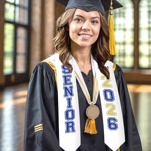 Jollyboom Senior Graduation Stole Class of 2026 Blue, Graduation Honor Stole Sash with Glitter Letter Class of 2026 Senior Night Graduation Accessory Gift for Graduation Ceremony Congrats Grad Party in Saudi Arabia