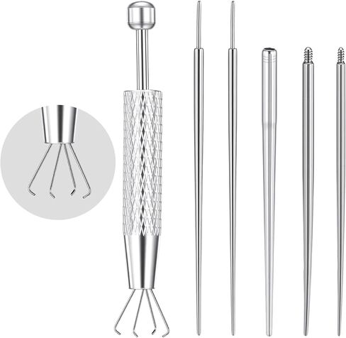 6Pcs Piercing Ball Grabber Tool Kit Piercing Taper Insertion Tool with Threaded Insertion Pin Stainless Steel Flat Back Earrings Applicator Curved Body Piercings for Ear Nose Lip Jewelry Changes in Saudi Arabia