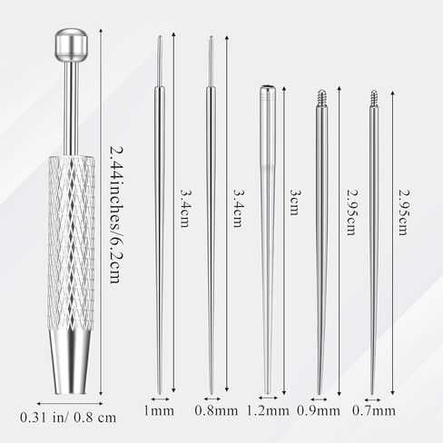 6Pcs Piercing Ball Grabber Tool Kit Piercing Taper Insertion Tool with Threaded Insertion Pin Stainless Steel Flat Back Earrings Applicator Curved Body Piercings for Ear Nose Lip Jewelry Changes in Saudi Arabia