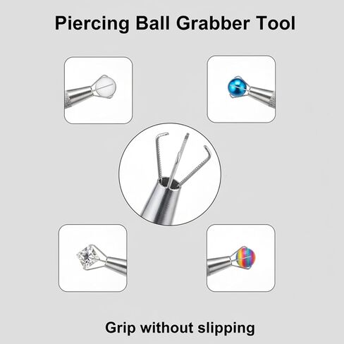 6Pcs Piercing Ball Grabber Tool Kit Piercing Taper Insertion Tool with Threaded Insertion Pin Stainless Steel Flat Back Earrings Applicator Curved Body Piercings for Ear Nose Lip Jewelry Changes in Saudi Arabia