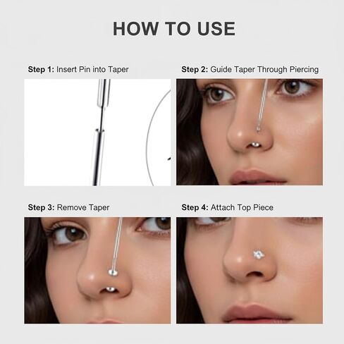 6Pcs Piercing Ball Grabber Tool Kit Piercing Taper Insertion Tool with Threaded Insertion Pin Stainless Steel Flat Back Earrings Applicator Curved Body Piercings for Ear Nose Lip Jewelry Changes in Saudi Arabia