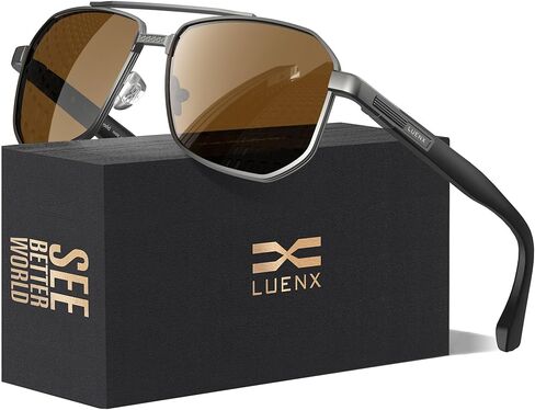 LUENX Men's Aviator Sunglasses Polarized Square Polygon Retro Shades UV 400 Protection in Saudi Arabia