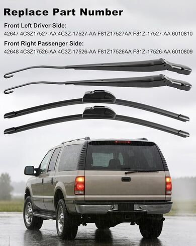 2PCS Windshield Wiper Arm & Wiper Blade Kit 42647 42648 Fit for Ford Excursion 2000 2001 2002 2003 2004 2005 F250 F350 F450 F550 Super Duty 1999-2007, Left Driver Side and Right Passenger in Saudi Arabia