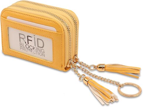 RFID Credit Card Holder Double Zipper Card Case Small Wallets for Women Leather Multifunctional Holders in Kuwait