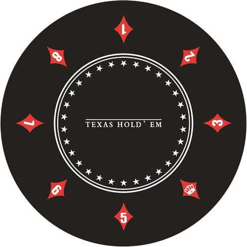 nuveti 24/31/47/55/63inch Round Poker Mat for Texas Holdem | Portable Poker Table Top with Art Deco Layout Print 6-8 Player Game Layout Mat to Play Cards, Poker Games, Blackjack, Casino in Kuwait