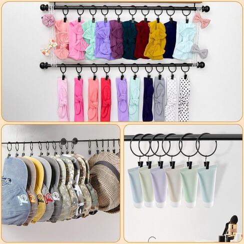 34 قطعة من حلقات الستائر القابلة للفتح مع مشابك، مشابك ستائر مفتوحة بقطر داخلي 1.25 بوصة مع خطافات تناسب قضبان ستائر بقطر يصل إلى 1.0 بوصة، وخطافات لتعليق الستائر وأقواس القبعات (مجموعة معرف D مكونة من 34 قطعة) in Kuwait