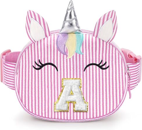 YOOLIFE Birthday Gifts for 2 3 4 5 6 7 8 Year Old Girl, Initial Fanny Pack Letter Belt Bag for Little Girls Purse, Unicorn Girl Crossbody Bag, Pink (A) in Kuwait
