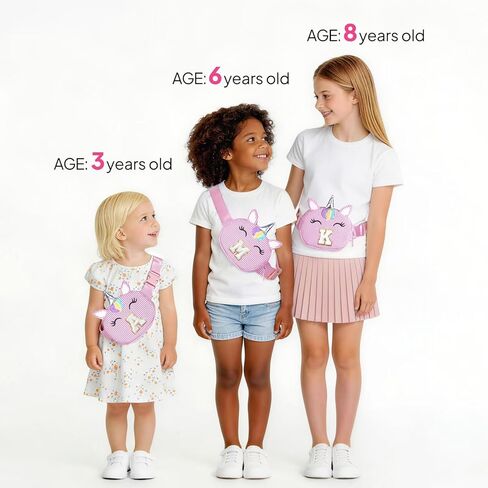 YOOLIFE Birthday Gifts for 2 3 4 5 6 7 8 Year Old Girl, Initial Fanny Pack Letter Belt Bag for Little Girls Purse, Unicorn Girl Crossbody Bag, Pink (A) in Kuwait