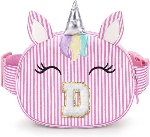 YOOLIFE Birthday Gifts for 2 3 4 5 6 7 8 Year Old Girl, Initial Fanny Pack Letter Belt Bag for Little Girls Purse, Unicorn Girl Crossbody Bag, Pink (A) in Kuwait