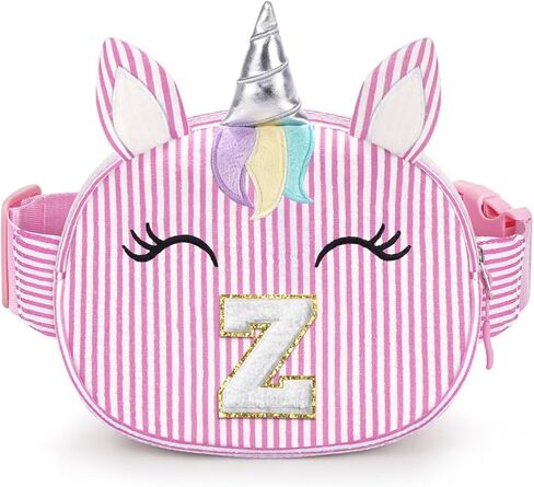 YOOLIFE Birthday Gifts for 2 3 4 5 6 7 8 Year Old Girl, Initial Fanny Pack Letter Belt Bag for Little Girls Purse, Unicorn Girl Crossbody Bag, Pink (A) in Kuwait